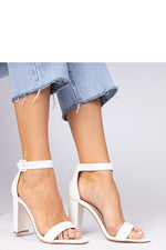Gemre White Ankle Strap Block Heel Sandals white