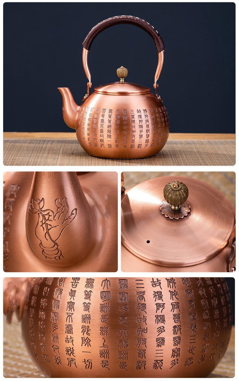Genuine Copper Tea Pot Kettle Handmade Pure Copper Kettle Electric Ceramic Stove Handle Pot Pitcher Tea Set Copper Teapot