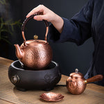 Genuine Copper Tea Pot Kettle Handmade Pure Copper Kettle Electric Ceramic Stove Handle Pot Pitcher Tea Set Copper Teapot