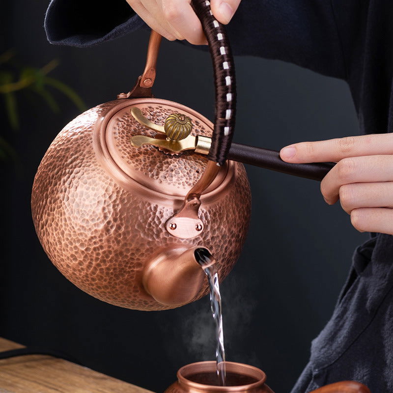 Genuine Copper Tea Pot Kettle Handmade Pure Copper Kettle Electric Ceramic Stove Handle Pot Pitcher Tea Set Copper Teapot