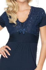 Irall Gia Viscose Lace Nightdress Navy Blue