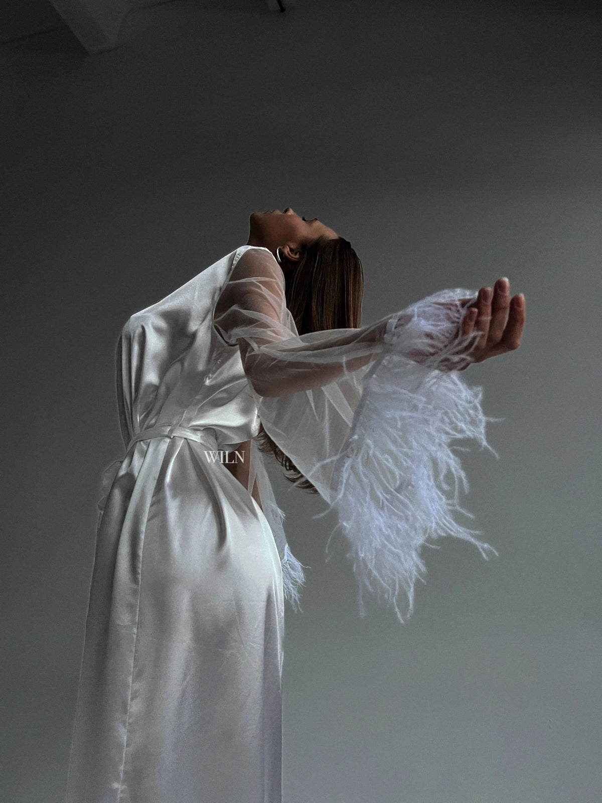 GODDESS Luxurious White Satin Bridal Robe