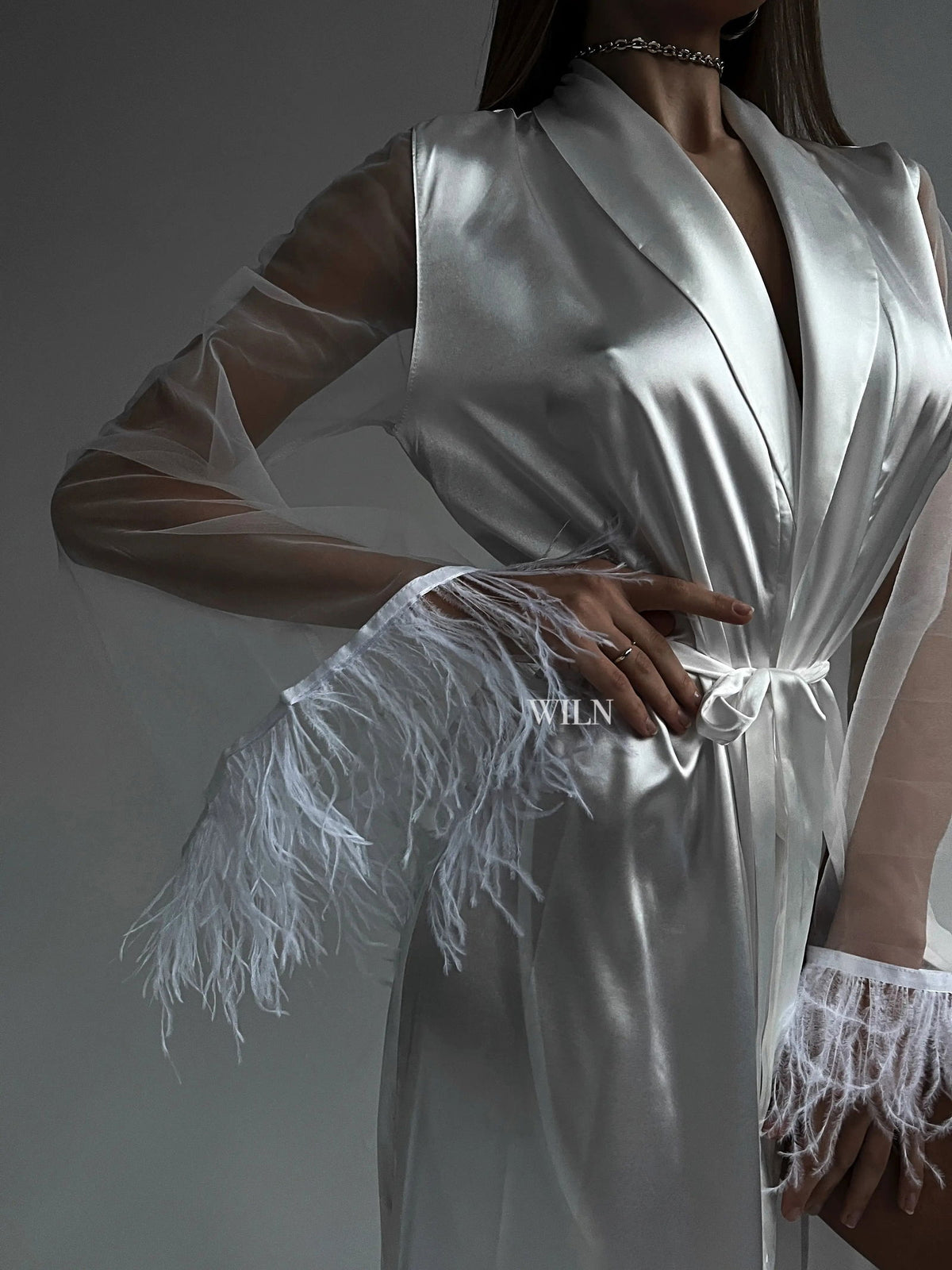 GODDESS Luxurious White Satin Bridal Robe