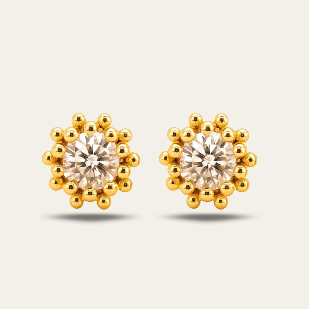 Dainty London Gold White Topaz Seren Studs