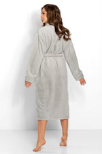 Momenti Per Me Grey Long Bathrobe Dressing Gown with Shawl Collar