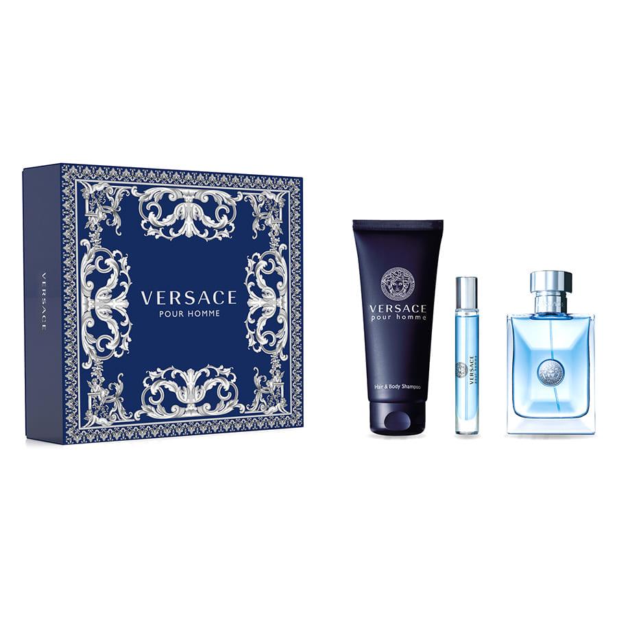 Versace Pour Homme 100ml EDT + 150ml Hair & Body Shampoo + 10ml Mini for Men Gift Set