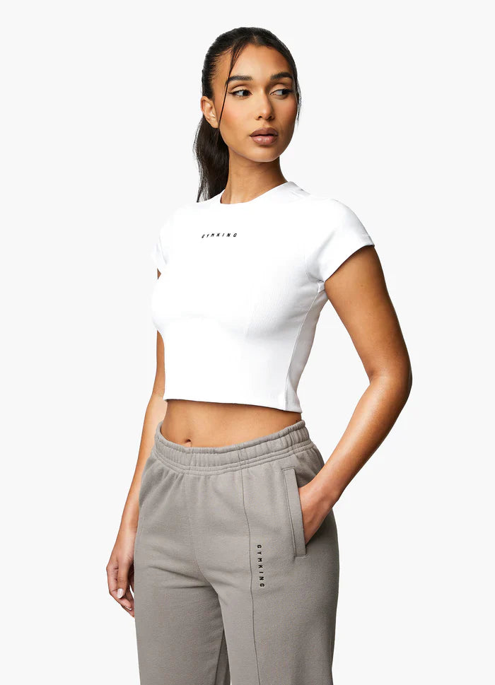 Gym King Shadow Rib Tee - White