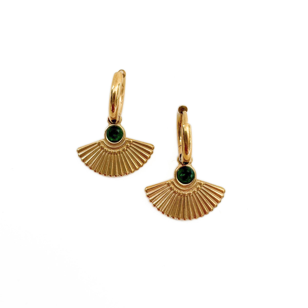 Hanaa Luxe 18k Gold Plated Fan Huggie Hoops