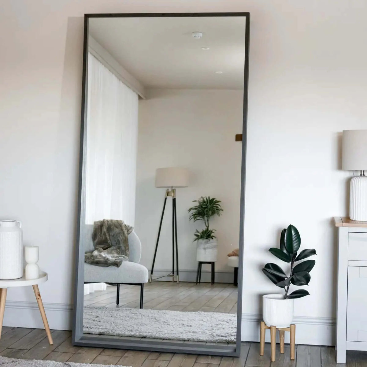 Hanaka- Full Length Black Oak Rectangle Mirror - 200cm x 100cm