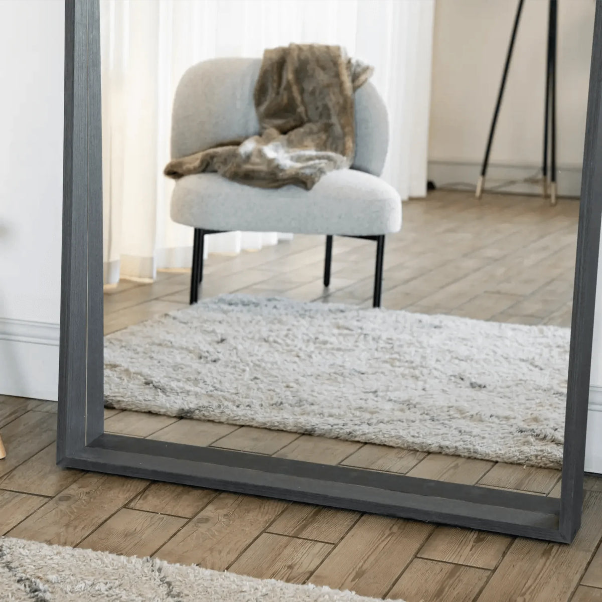 Hanaka- Full Length Black Oak Rectangle Mirror - 200cm x 100cm