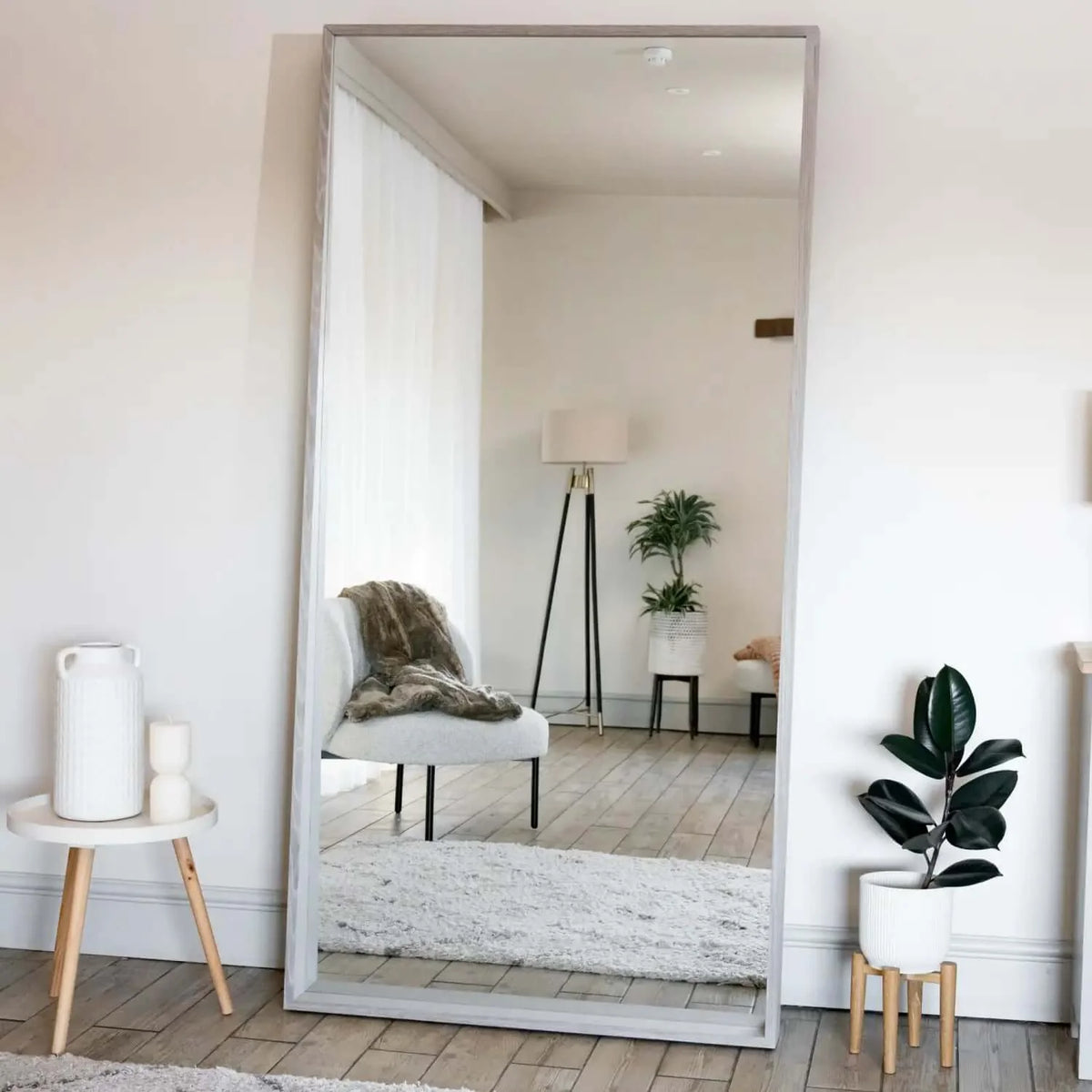 Hanaka- Full Length Grey Oak Rectangle Mirror - 200cm x 100cm