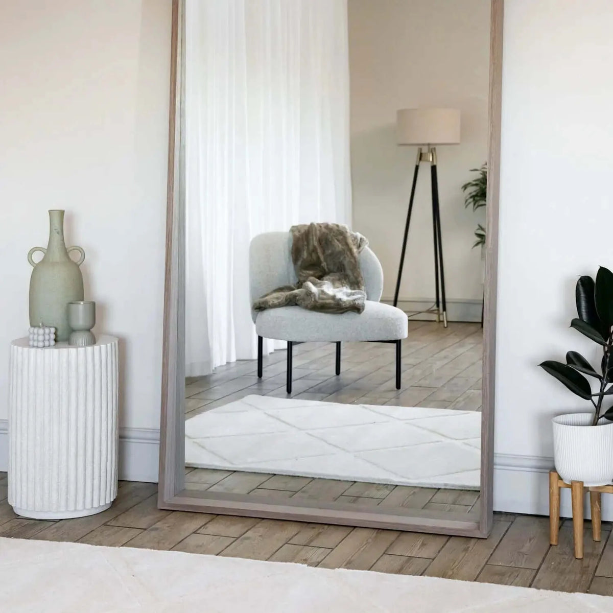 Hanaka - Full Length Walnut Wood Rectangle Mirror - 200cm x 100cm