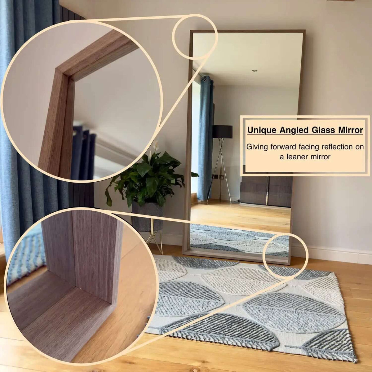 Hanaka - Full Length Walnut Wood Rectangle Mirror - 200cm x 100cm