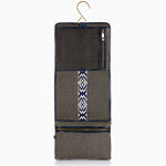Herringbone Toiletry Wash Roll, Navy Blue