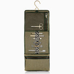 Herringbone Toiletry Wash Roll, Racing Green Included (+ £20, toothbrush is not included)