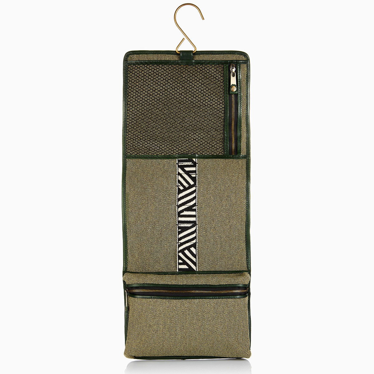 Herringbone Toiletry Wash Roll, Racing Green