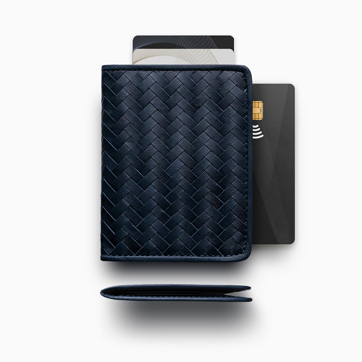 Herringbone Wallet, Navy Blue | Mantidy®