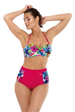 High Waisted Retro Floral Two Piece Bikini Set | Marko pink