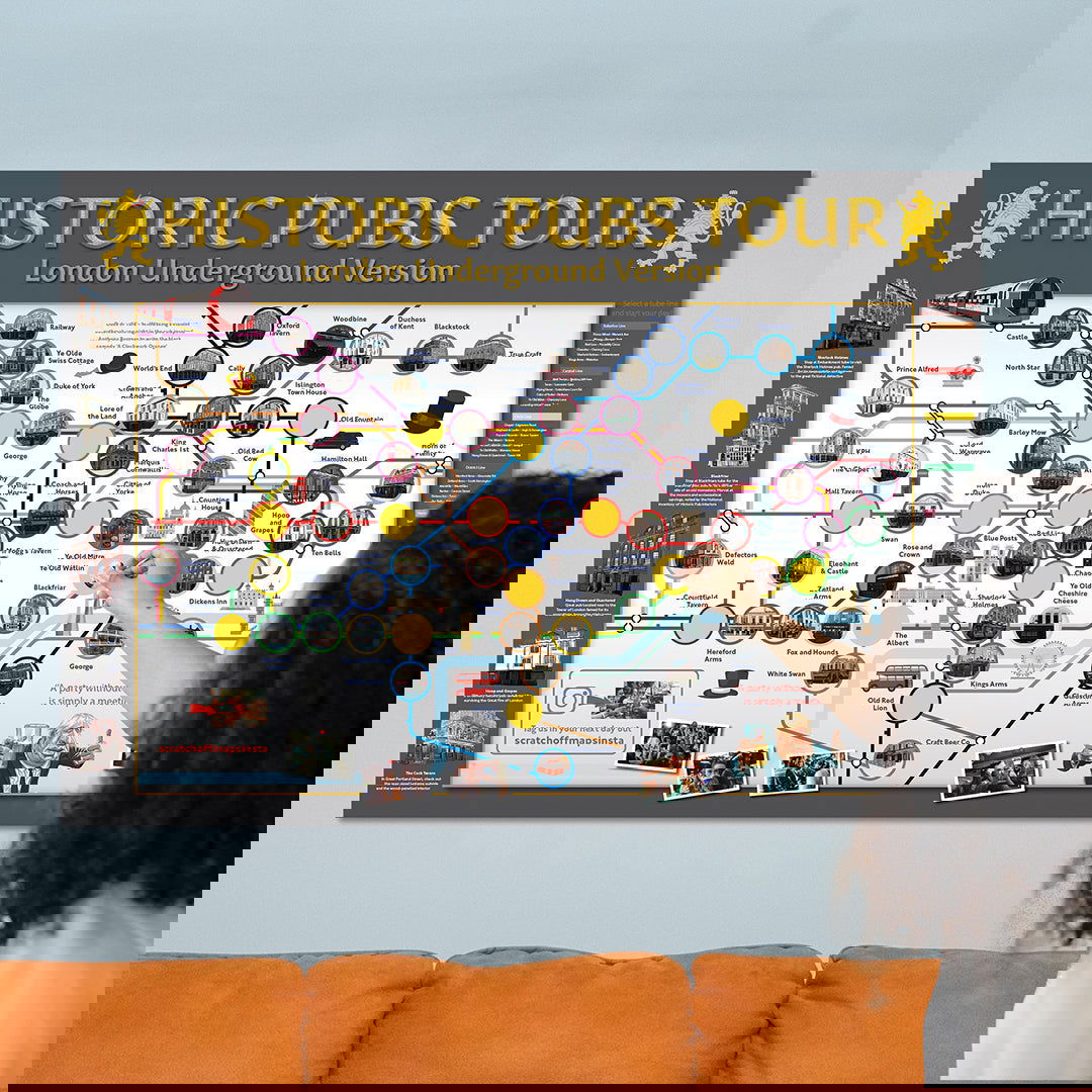 Historic London Pub Scratch off Map | A1 Size
