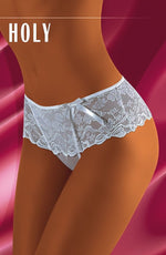 Wolbar Holy Lace Trim Bow Ribbon Shorts White