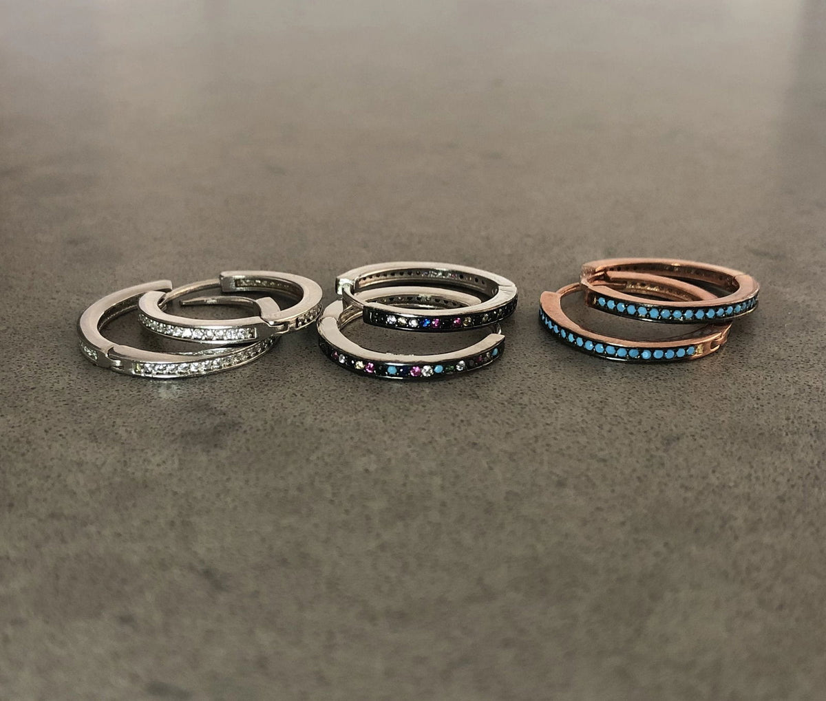 Hoop Earrings with Small Pave-set Stones