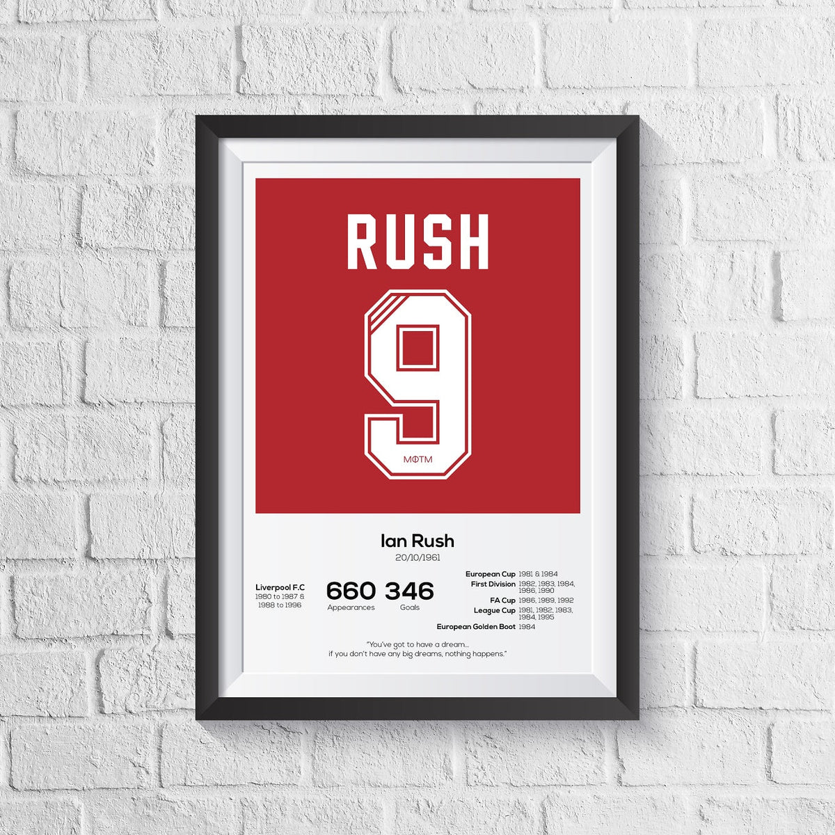 Ian Rush Liverpool Legend Stats Print A0 - 841mm x 1189mm