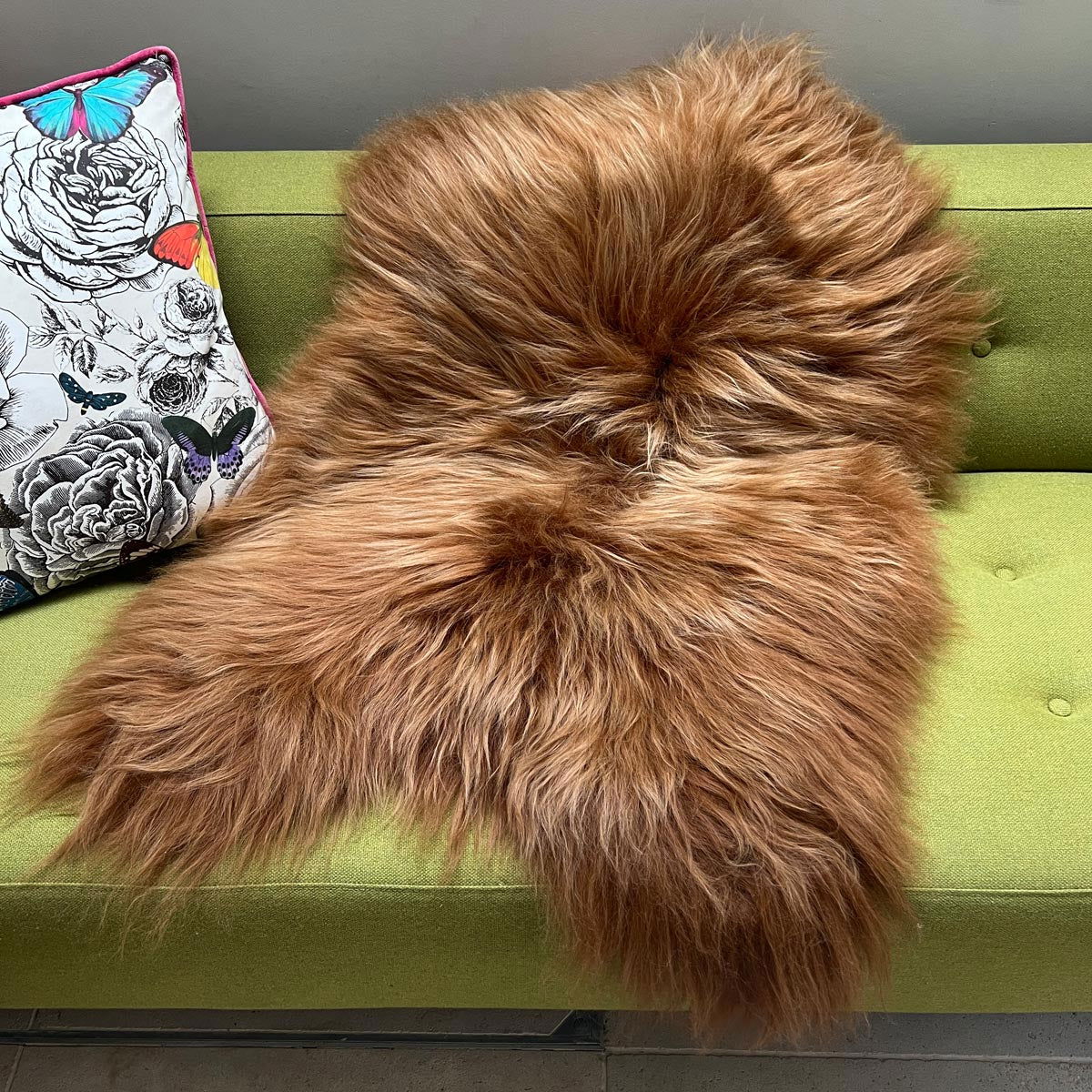 Icelandic Bronze Russet Brown Sheepskin Rug Eco Dyed Throw | Large