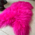 Icelandic Hot Pink Sheepskin Rug Throw 100-110cm L