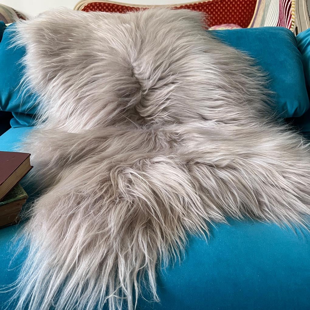 Icelandic Longhair Sheepskin Throw Dove Grey | Sheep Skin Rug