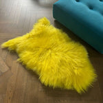 Icelandic Longhair Sheepskin Throw | Rug | Bright Yellow | Large