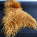 Icelandic Longhair Sheepskin Throw | Sheep Skin Rug | Marigold Yellow