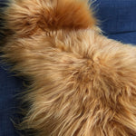 Icelandic Longhair Sheepskin Throw | Sheep Skin Rug | Marigold Yellow