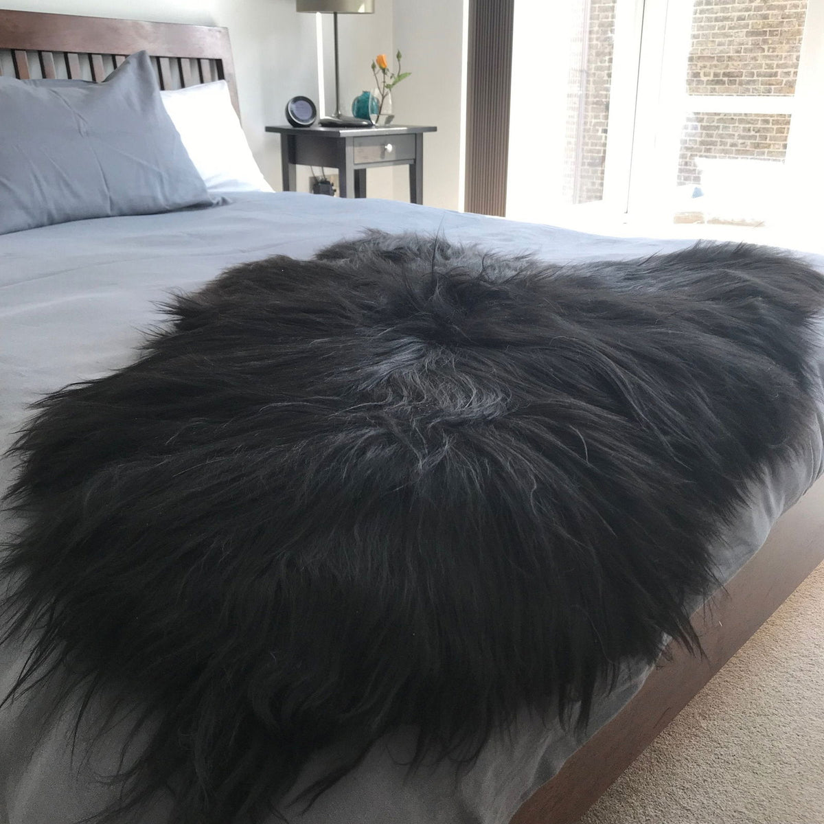 Icelandic Natural Black Eco Sheepskin Rug 100% Undyed