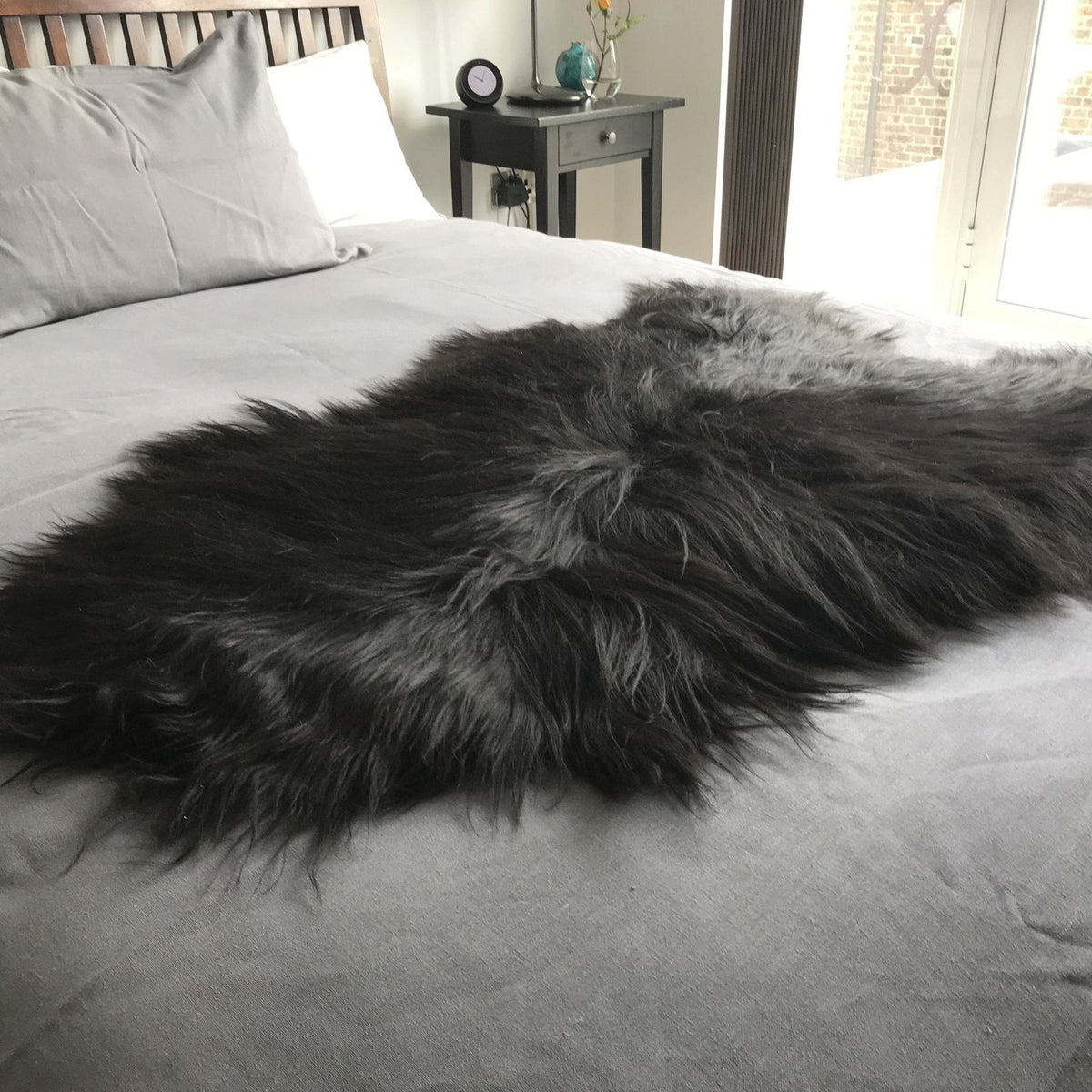 Icelandic Natural Black Eco Sheepskin Rug 100% Undyed