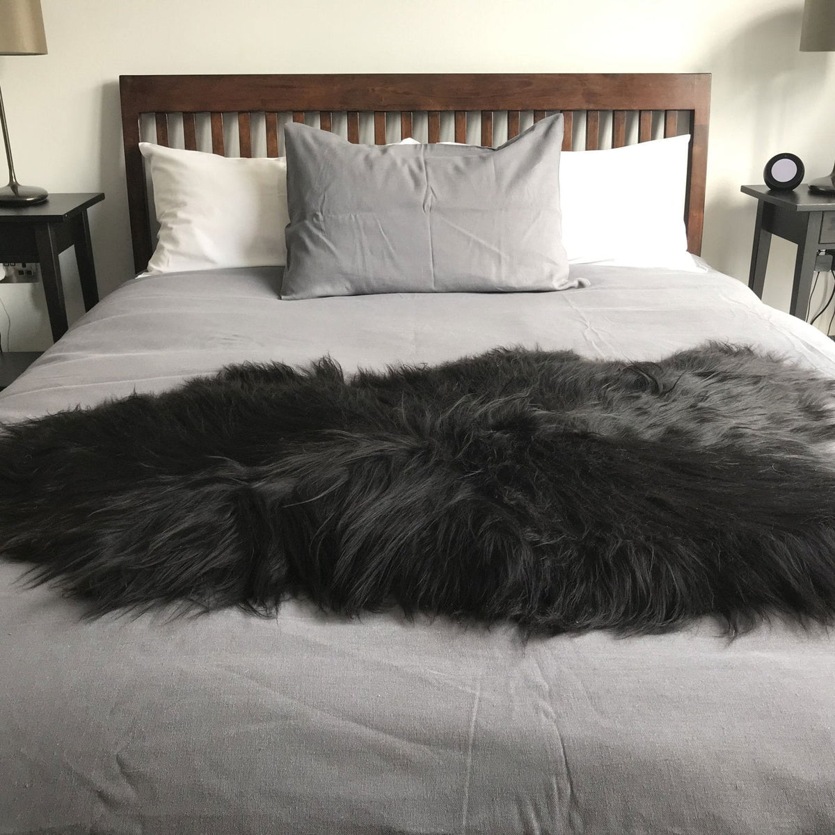 Icelandic Natural Black Eco Sheepskin Rug 100% Undyed