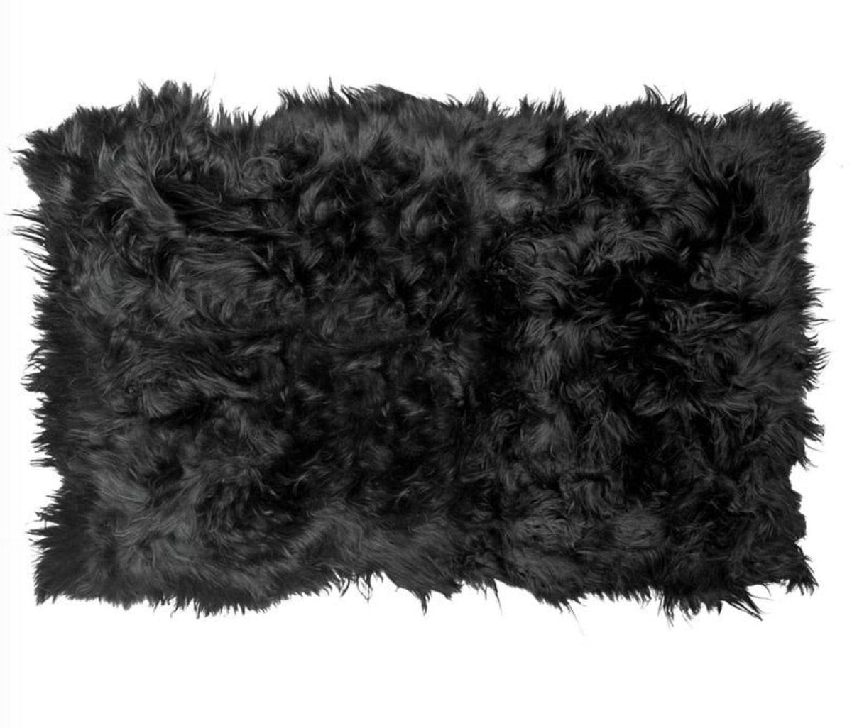 Icelandic Sheepskin Long Fur Rug 100% Natural Black Sheep Skin Throw ALL SIZES available Double, Triple, Quad, Penta, Sexto, Octo
