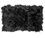 Icelandic Sheepskin Long Fur Rug 100% Natural Black Sheep Skin Throw ALL SIZES available Double, Triple, Quad, Penta, Sexto, Octo