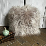Icelandic Sheepskin Natural Long Dove Grey Cushion Square Double Sided