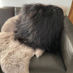 Icelandic Sheepskin Natural Long Natural Black Cushion Square Double Sided