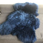 Icelandic Sheepskin Rug Rich Navy Blue | Fleece Throw | Scandi Decor | Wildash London