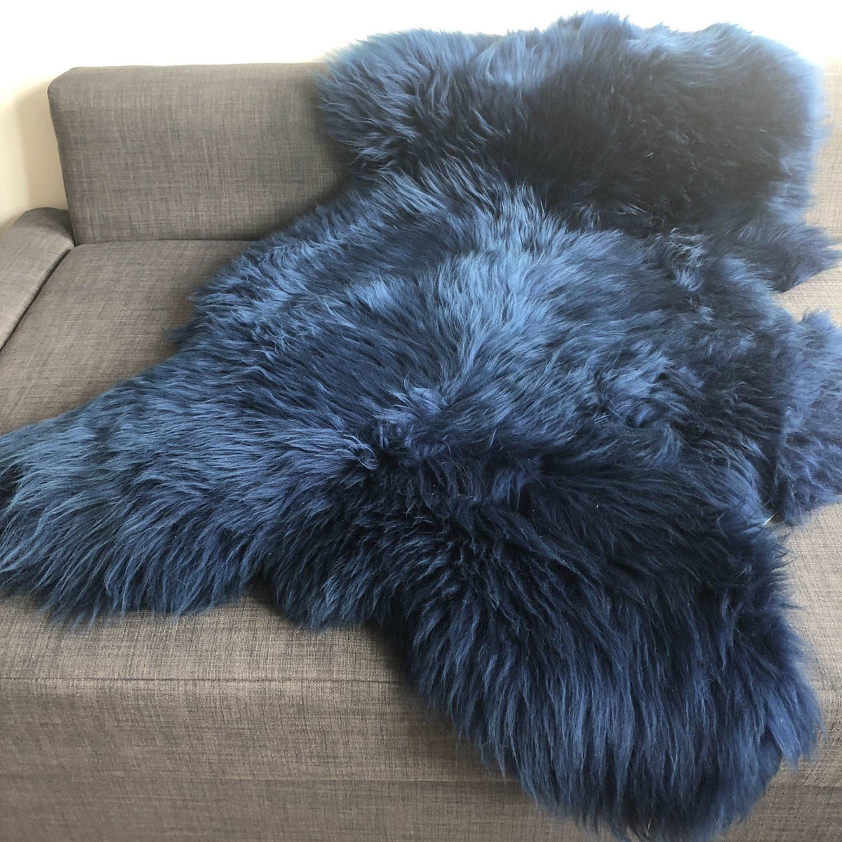 Icelandic Sheepskin Rug Rich Navy Blue | Fleece Throw | Scandi Decor | Wildash London