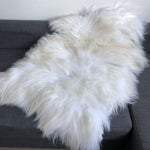 Icelandic White Long Fur Sheepskin Rug 100% Natural Sheep Skin Throw Undyed