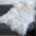 Icelandic White Long Fur Sheepskin Rug 100% Natural Sheep Skin Throw Undyed