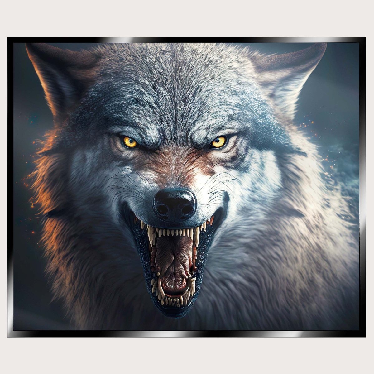 Illuminated Wall Art - Angry Wolf