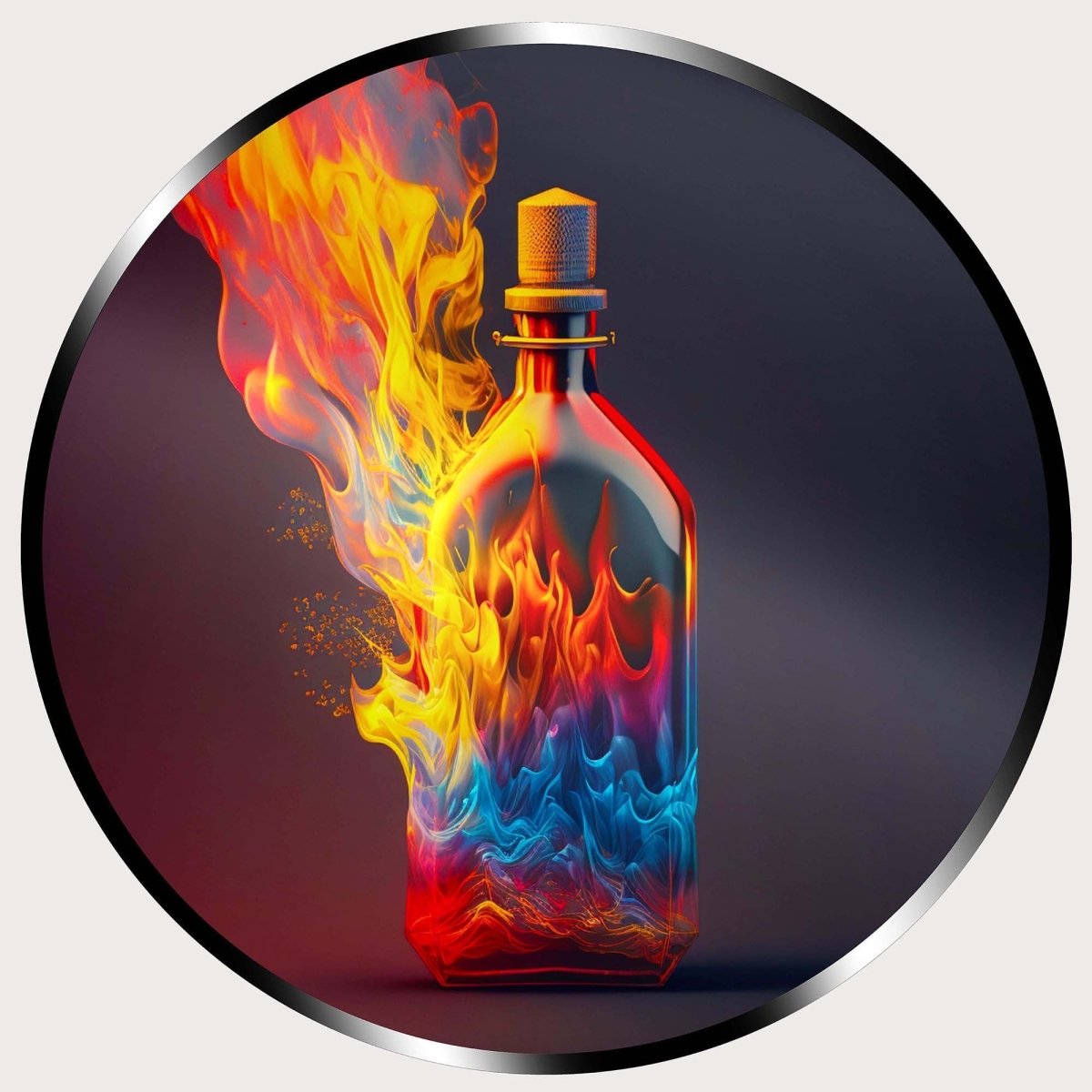 Illuminated Wall Art - Flaming Bottle