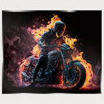 Illuminated Wall Art - Flaming Motorbiker