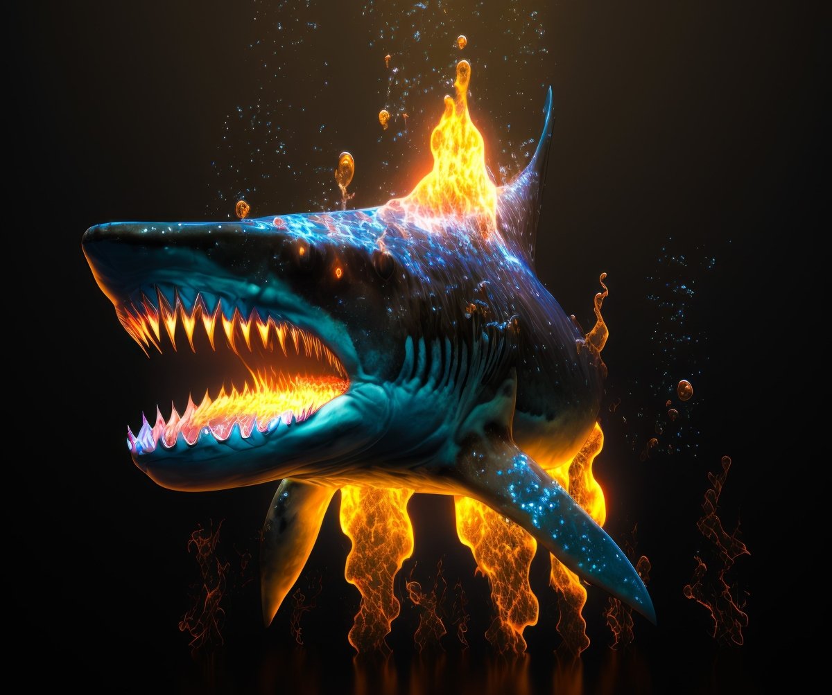 Illuminated Wall Art - Flaming Shark