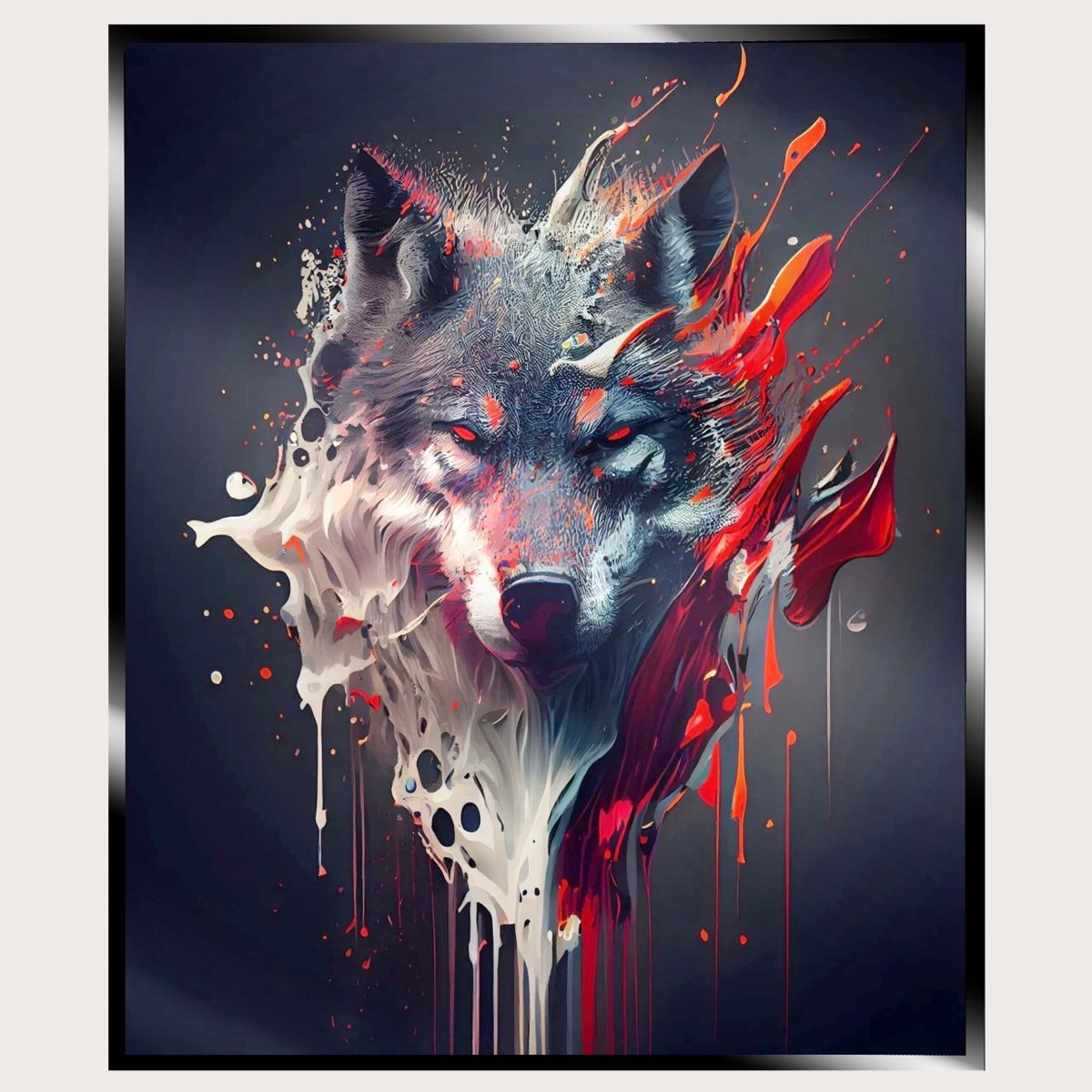 Illuminated Wall Art - Paint Splash Wolf