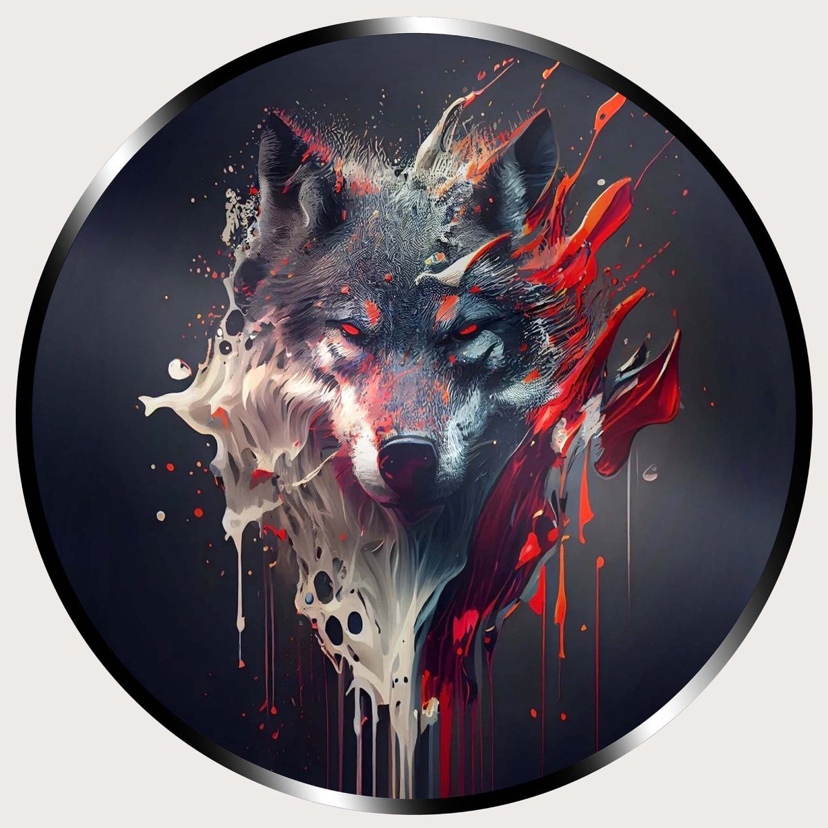 Illuminated Wall Art - Paint Splash Wolf