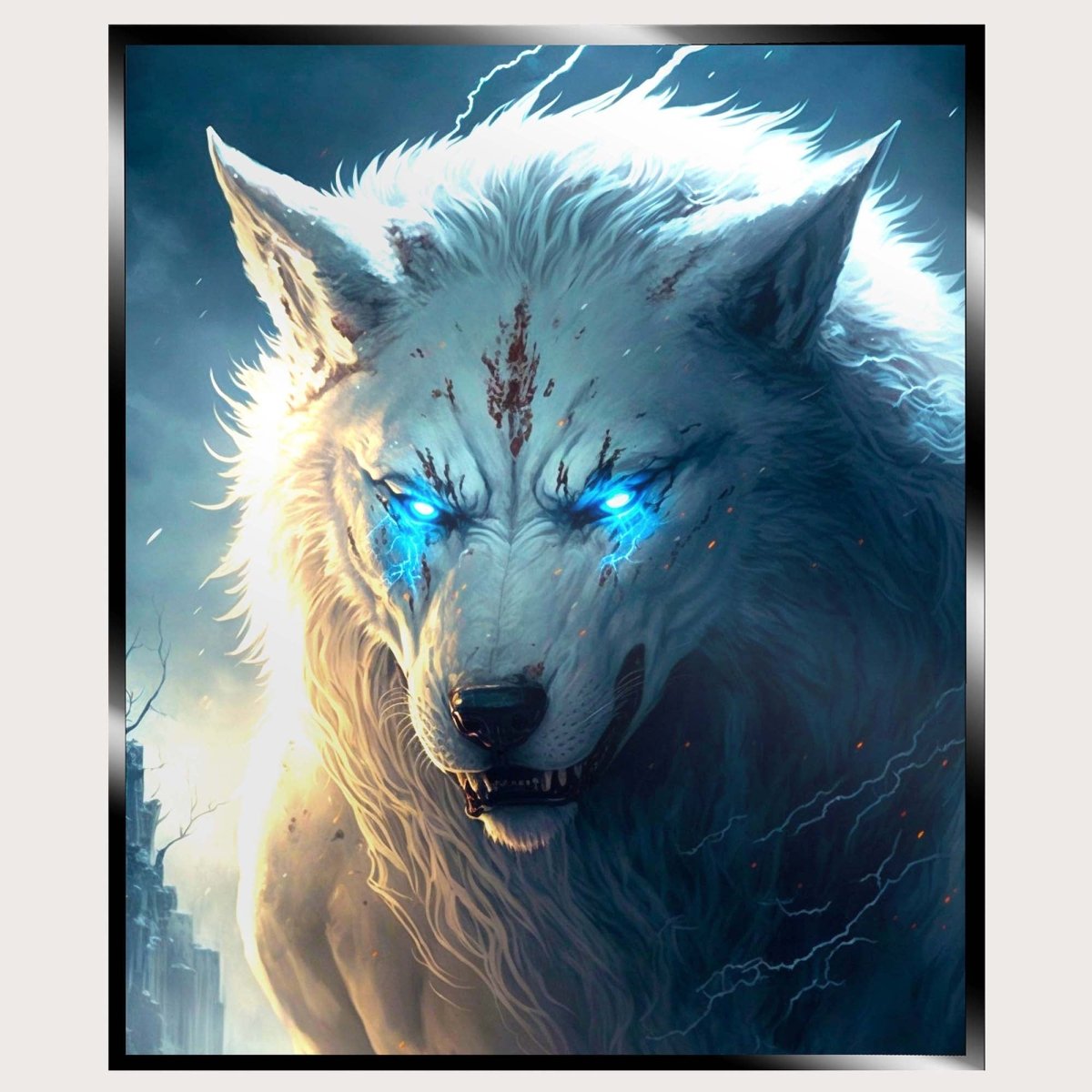 Illuminated Wall Art - White Wolf